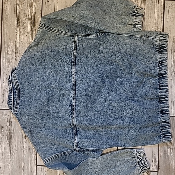 Boohoo Denim Quarter-Zip Pullover Jacket Sz 8 Cotton Dropped Shoulders Boxy - Picture 13 of 13